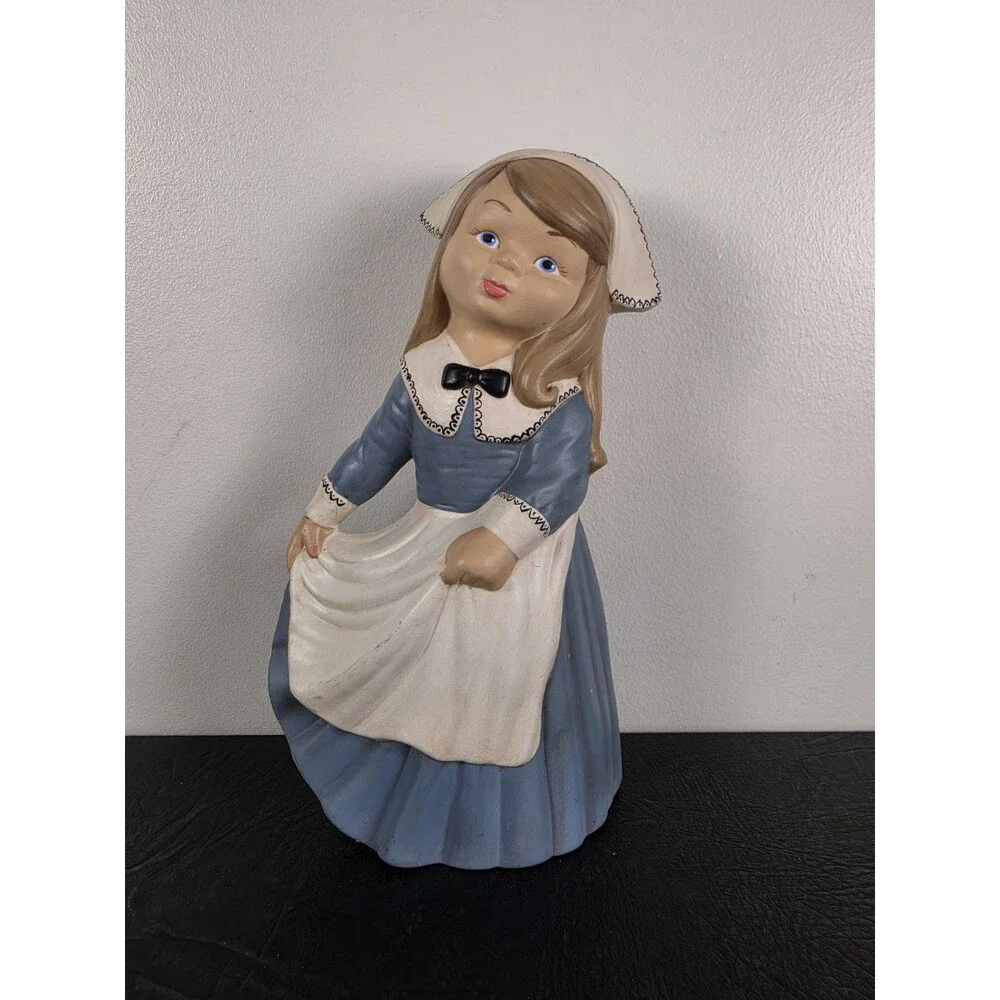 Antique 1960’s/70’s Hand Painted Pilgrim Woman, Very Rare Ceramic 7 Inches Tall